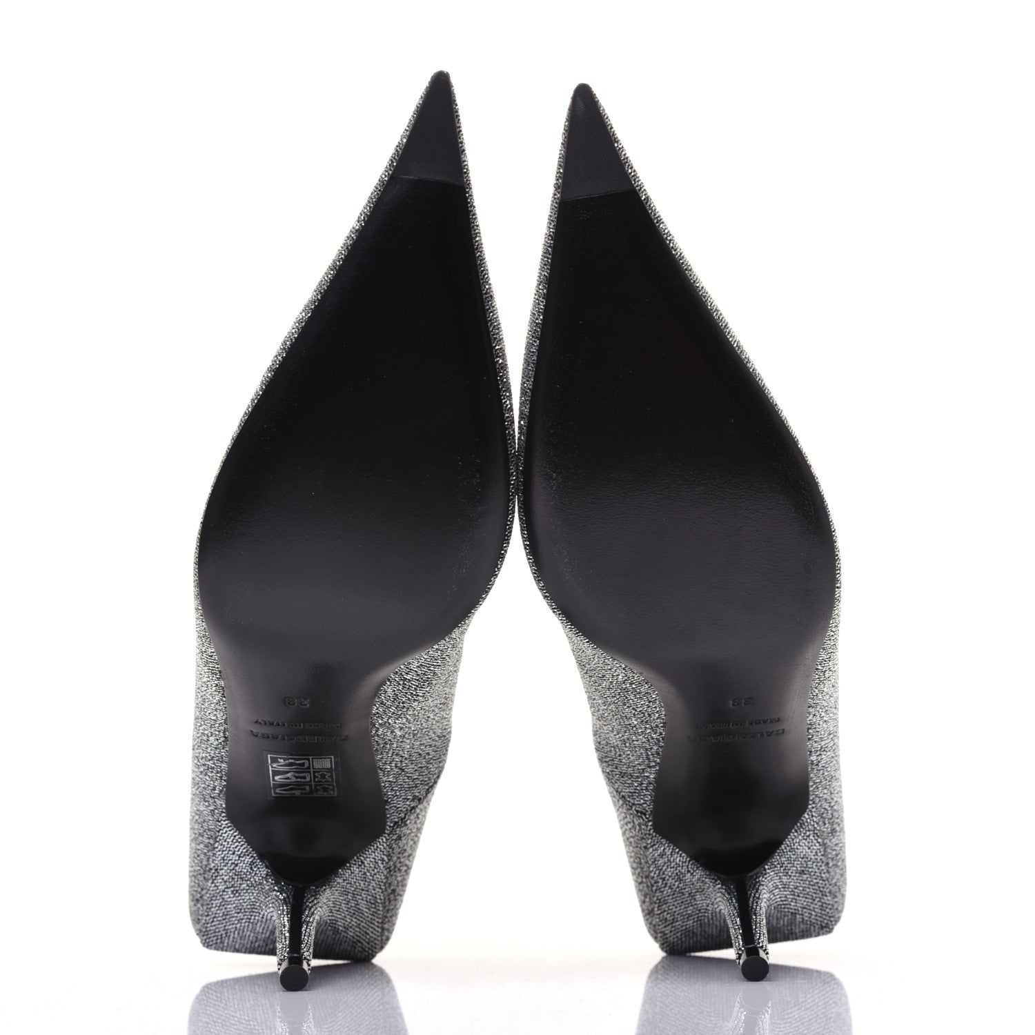 Balenciaga Shiny Fabric Square Knife 80mm Pumps 38 Silver 5 of 11