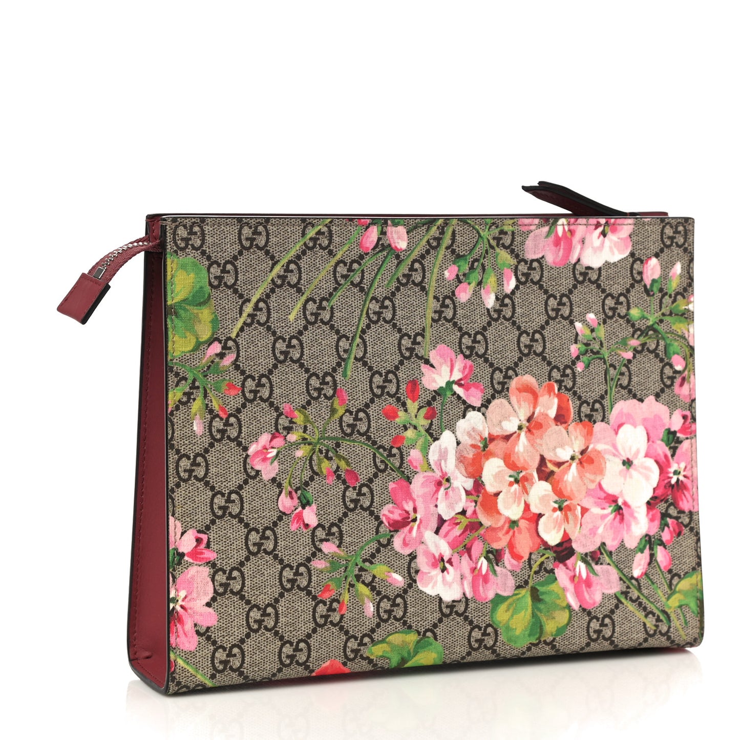 GG Supreme Monogram Blooms Large Cosmetic Case Beige Multicolor Dry Rose