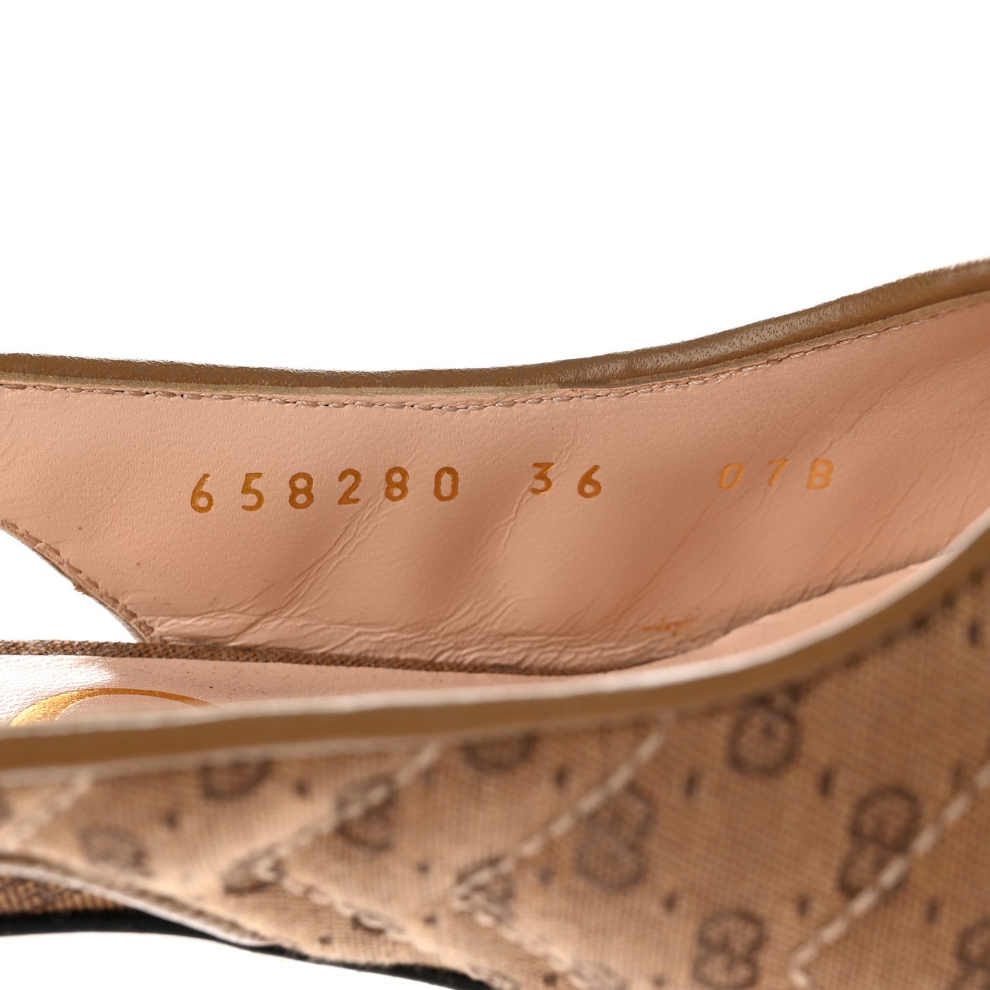 Monogram GG Mignon Nappa Chevron Matelasse Double G 75mm Slingback Pumps 36 Dusty Brown