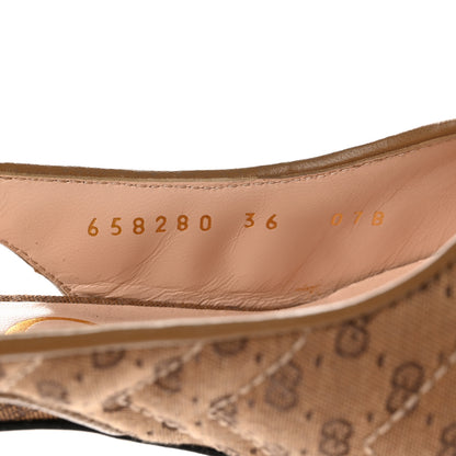 Gucci Monogram GG Mignon Nappa Chevron Matelasse Double G 75mm Slingback Pumps 36 Dusty Brown 9 of 11