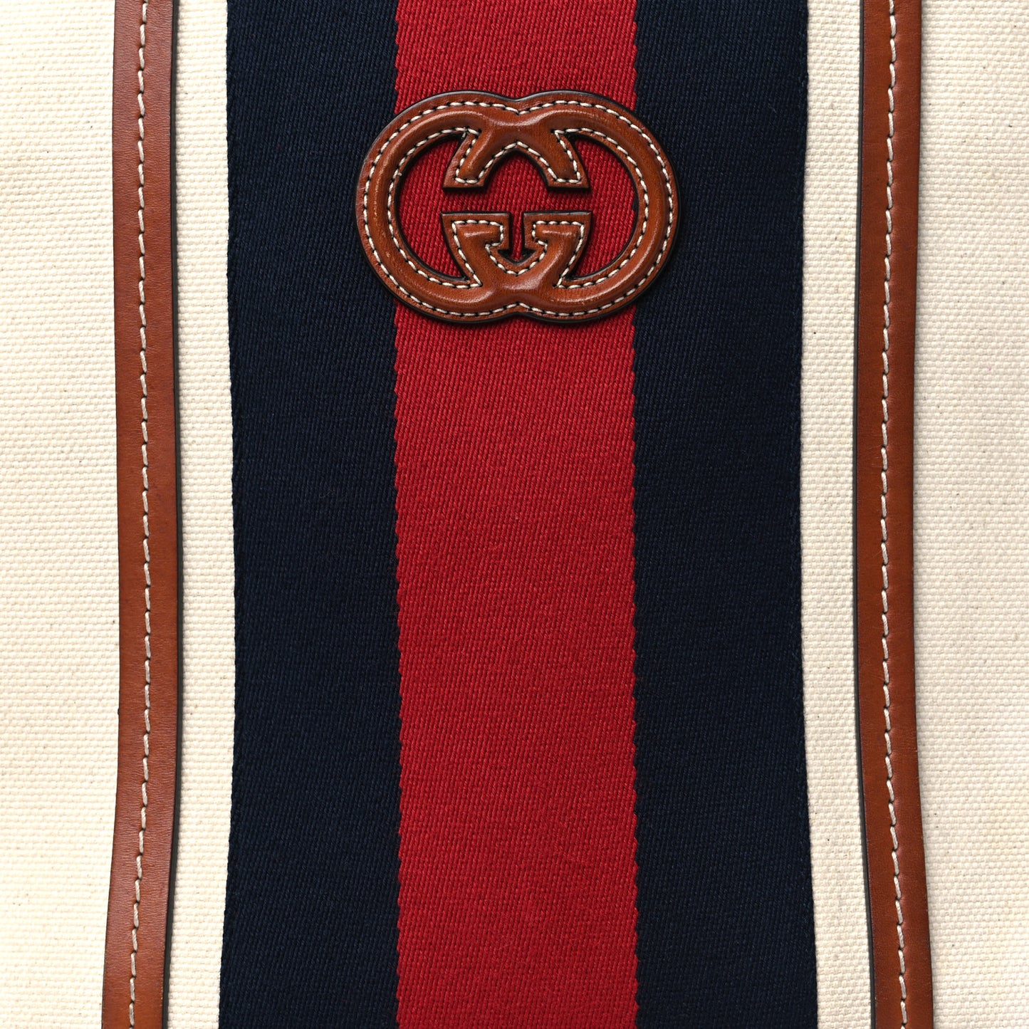 Canvas Web Medium Interlocking G Tote Bag White