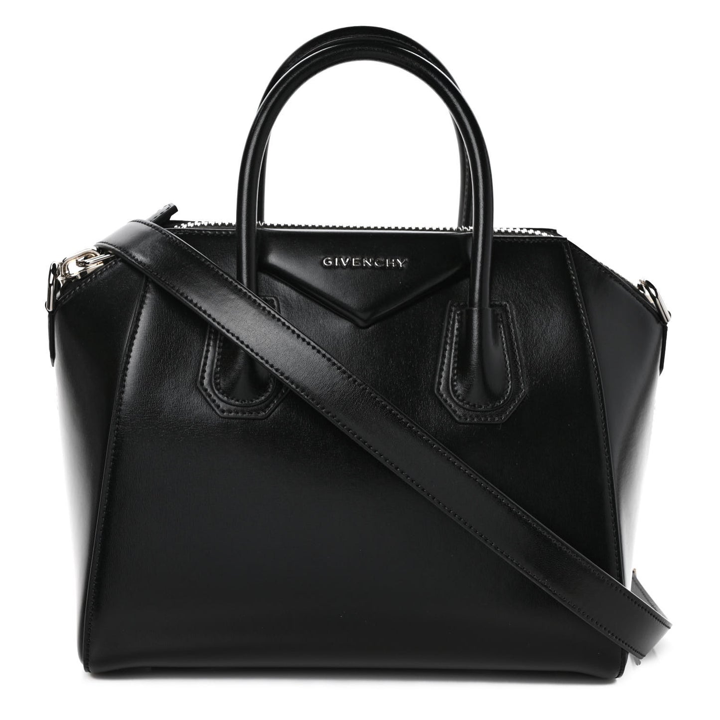 Shiny Lord Calfskin Small Antigona Black