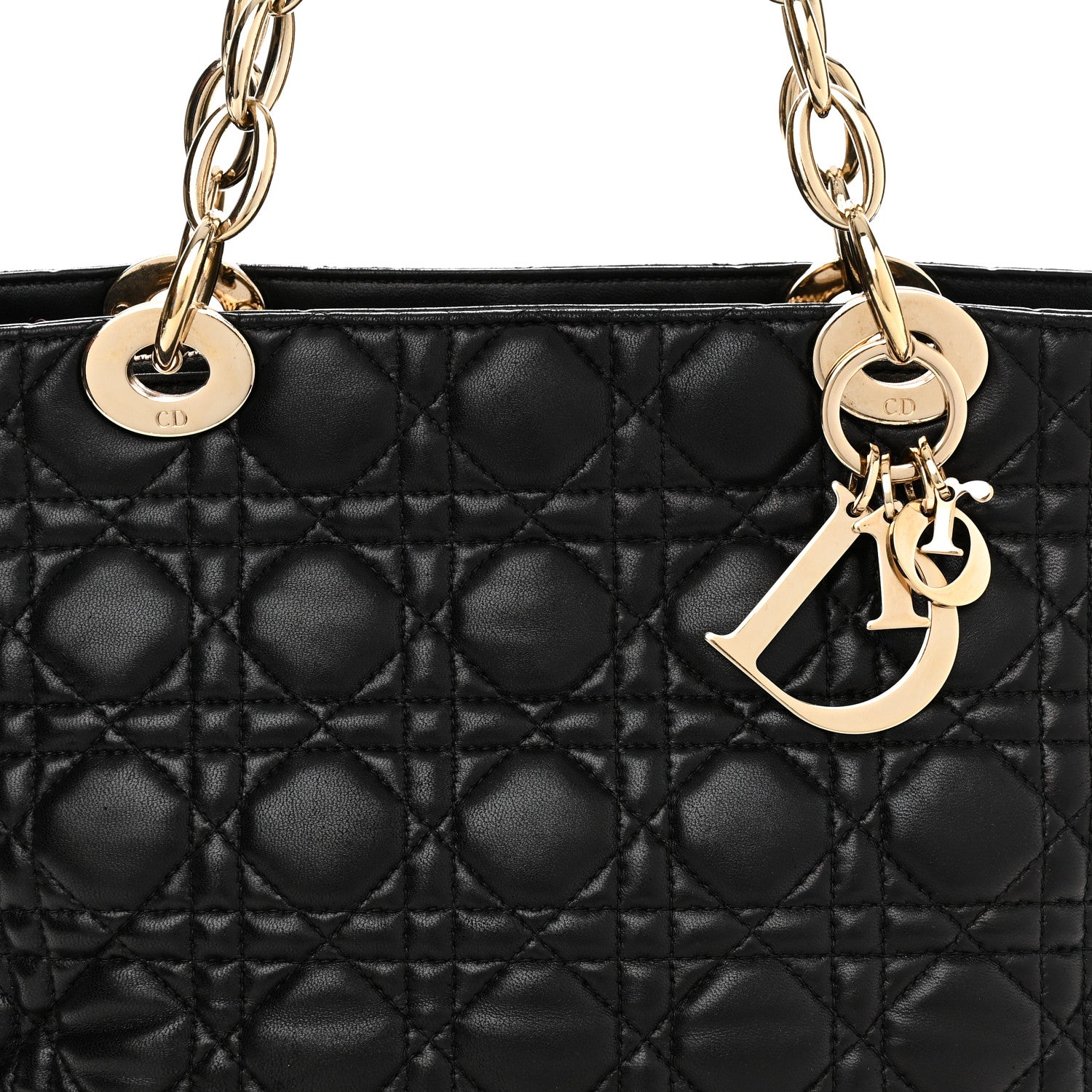 Christian Dior Lambskin Cannage Small Dior Soft Zipped Shopping Tote Black 10 of 12