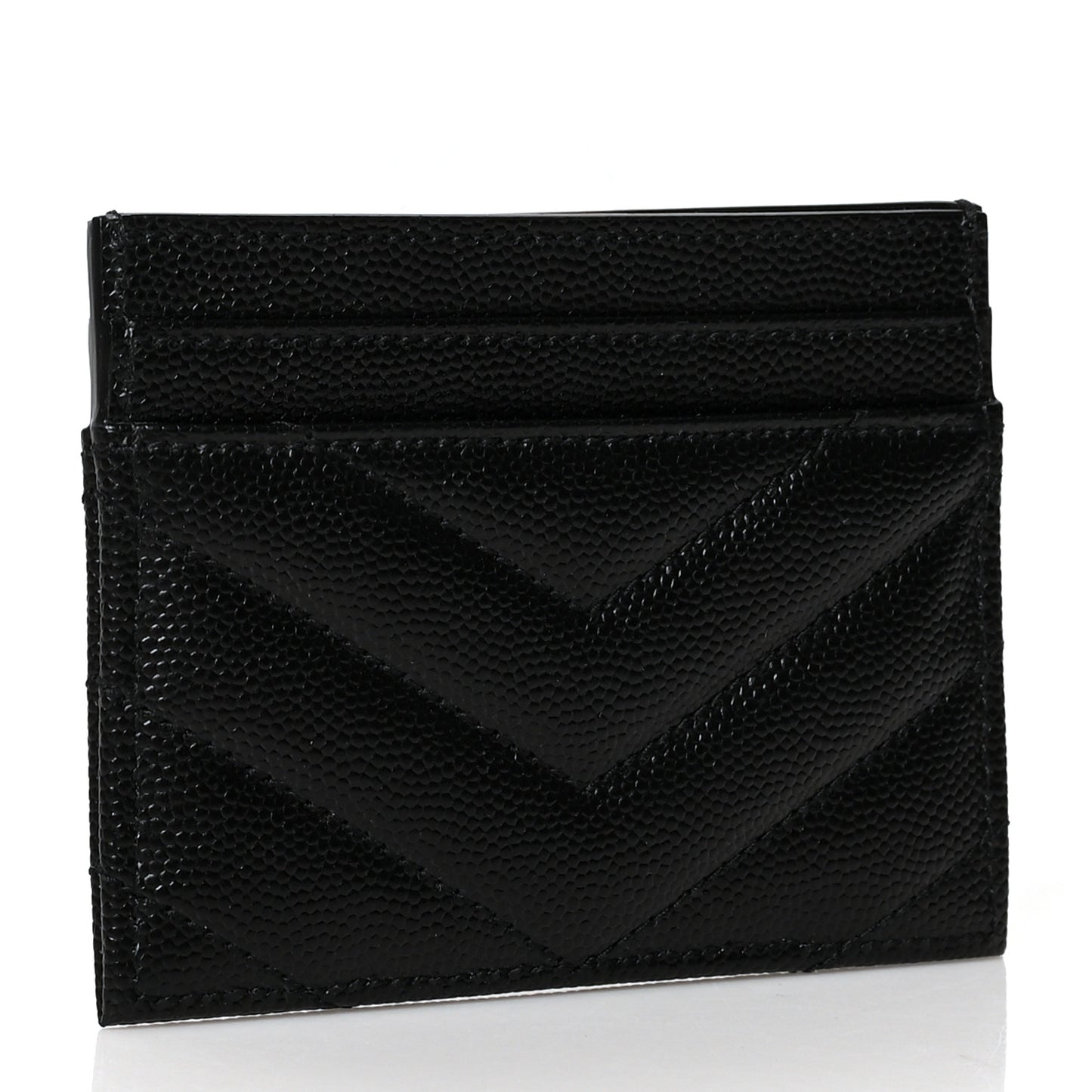 Grain De Poudre Matelasse Chevron Monogram Credit Card Case Black