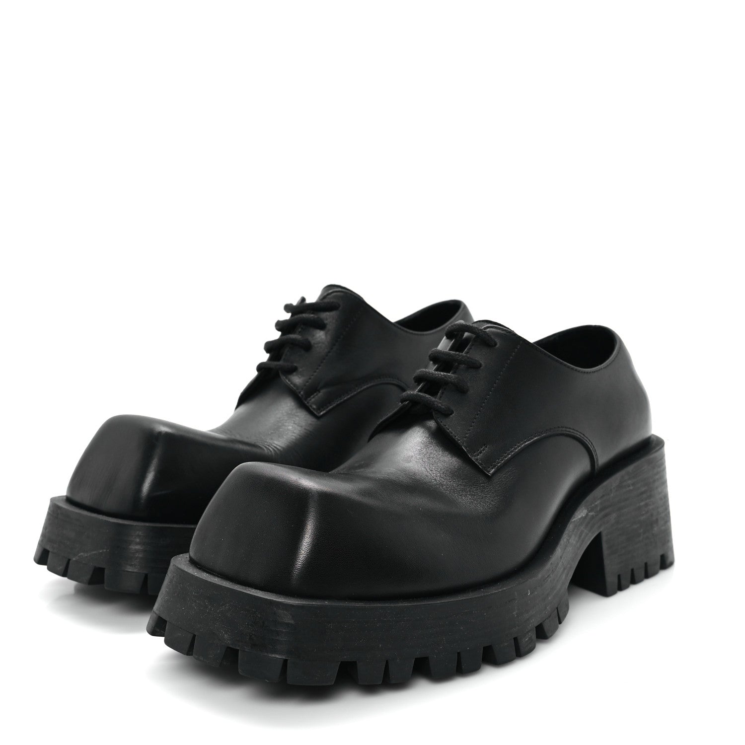Balenciaga Calfskin Trooper Derby Loafers 38 Black 1670648
