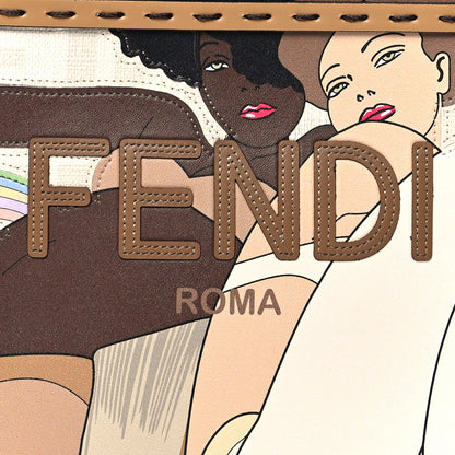 Fendi Glazed Fabric Plexiglass FF Logo Bikini Girls Mini Fendi Sunshine Shopper Tote Bianco Perla Multicolor Miele Scuro 6 of 8