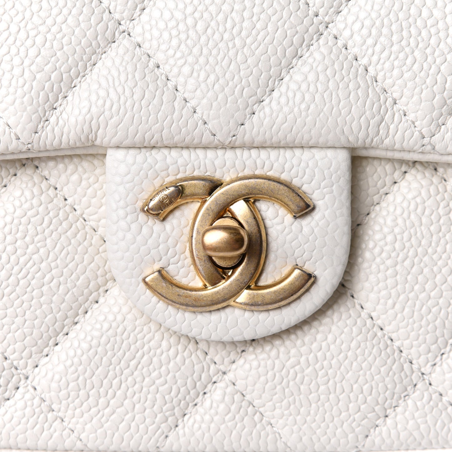 Caviar Quilted Mini Chain Soul Flap White