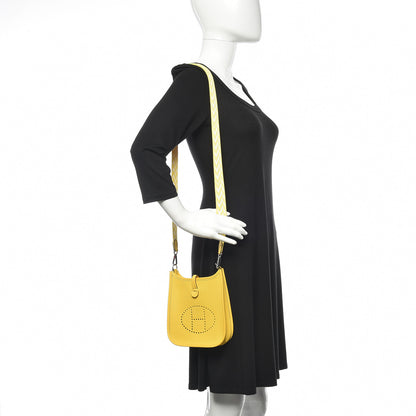 Hermes Taurillon Clemence Amazone Evelyne TPM Jaune De Naples White 2 of 10