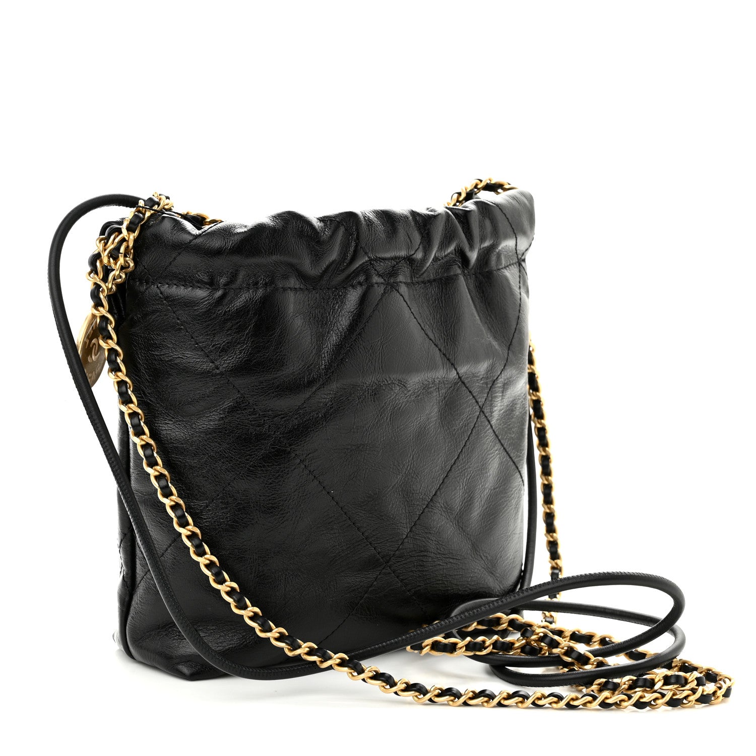 Chanel Shiny Crumpled Calfskin Quilted Pearl Mini Chanel 22 Black 3 of 10