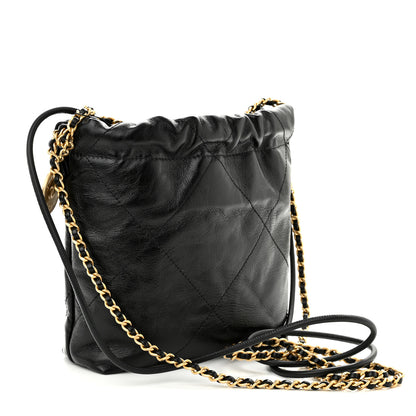 Chanel Shiny Crumpled Calfskin Quilted Pearl Mini Chanel 22 Black 3 of 10