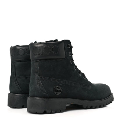 Jimmy Choo X TIMBERLAND Nubuck Glitter Womens Ankle Boots 8.5 Black Gunmetal 4 of 7