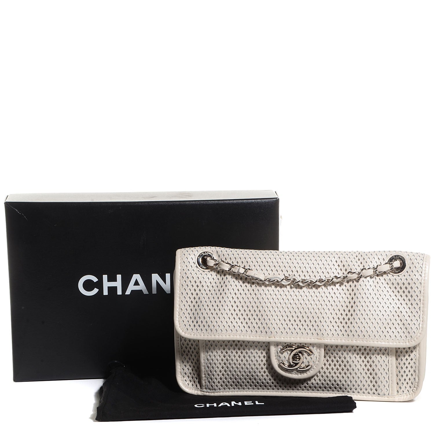 Chanel Perforated Calfskin Up In The Air Flap Ivory 9 of 9