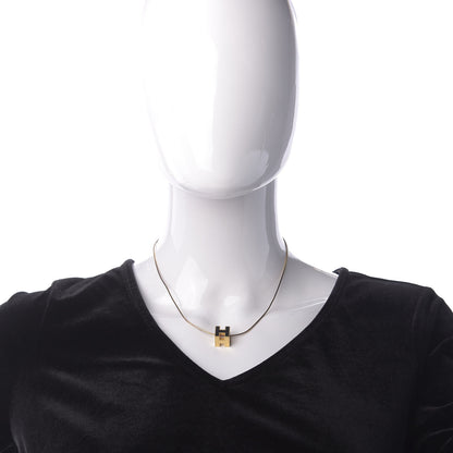 Hermes Gold Lacquered Cage d'H Pendant Necklace Black 2 of 9