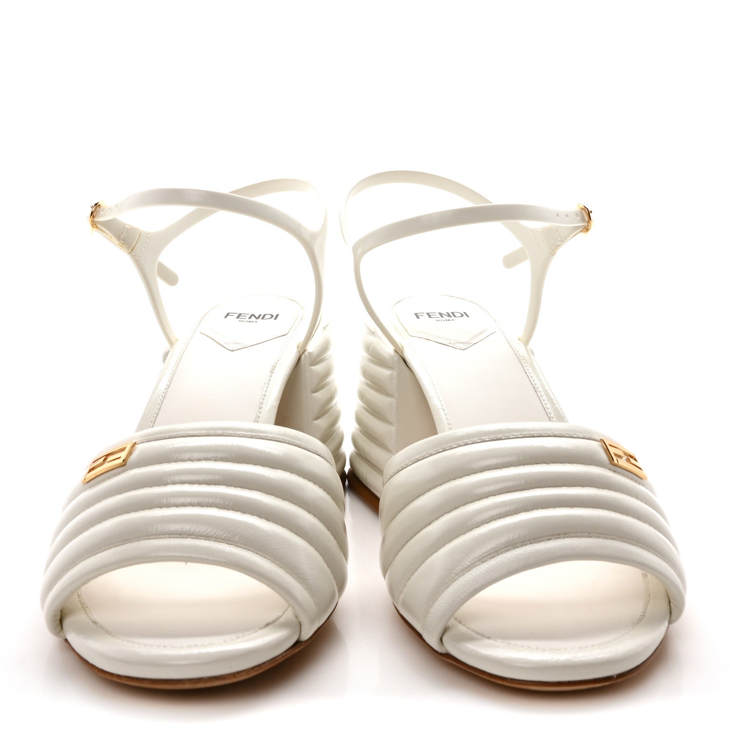 Fendi Vitello Promenade Slingback Sandals 37 White 3 of 9