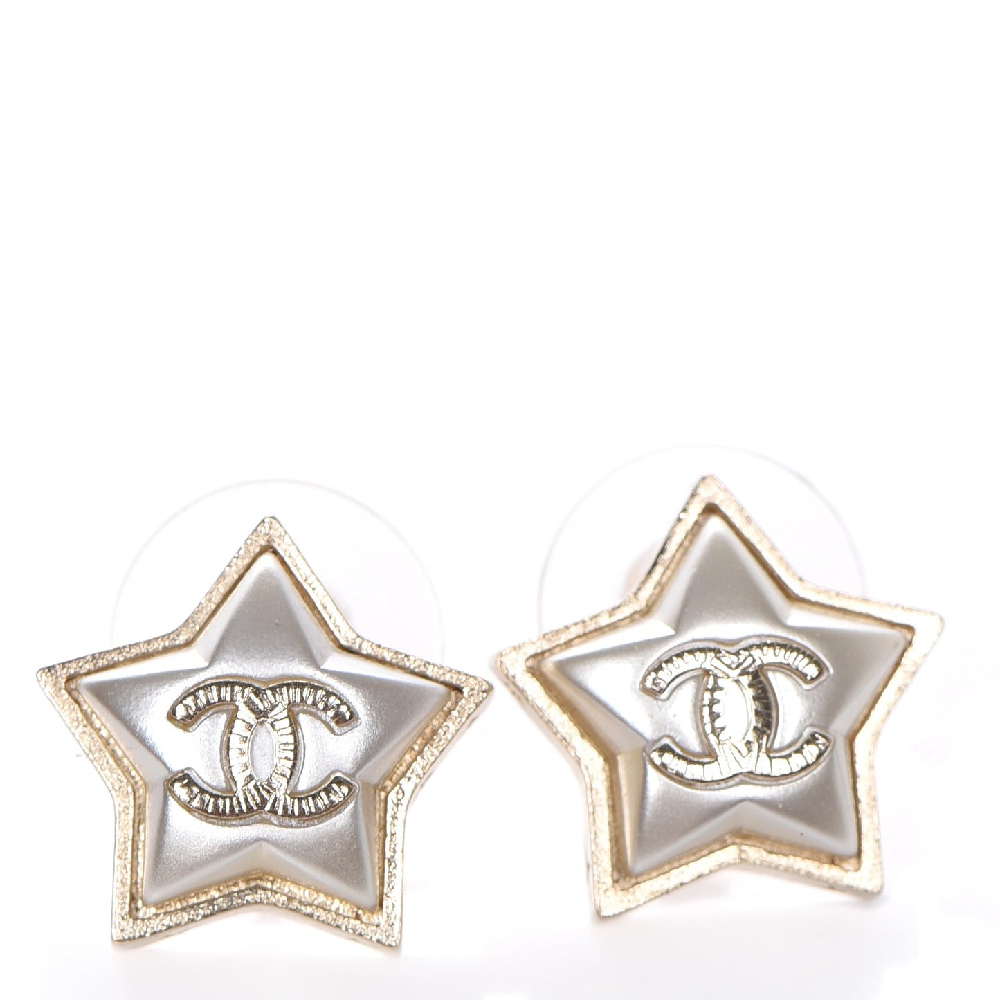 Metal Resin Star CC Earrings Silver Gold