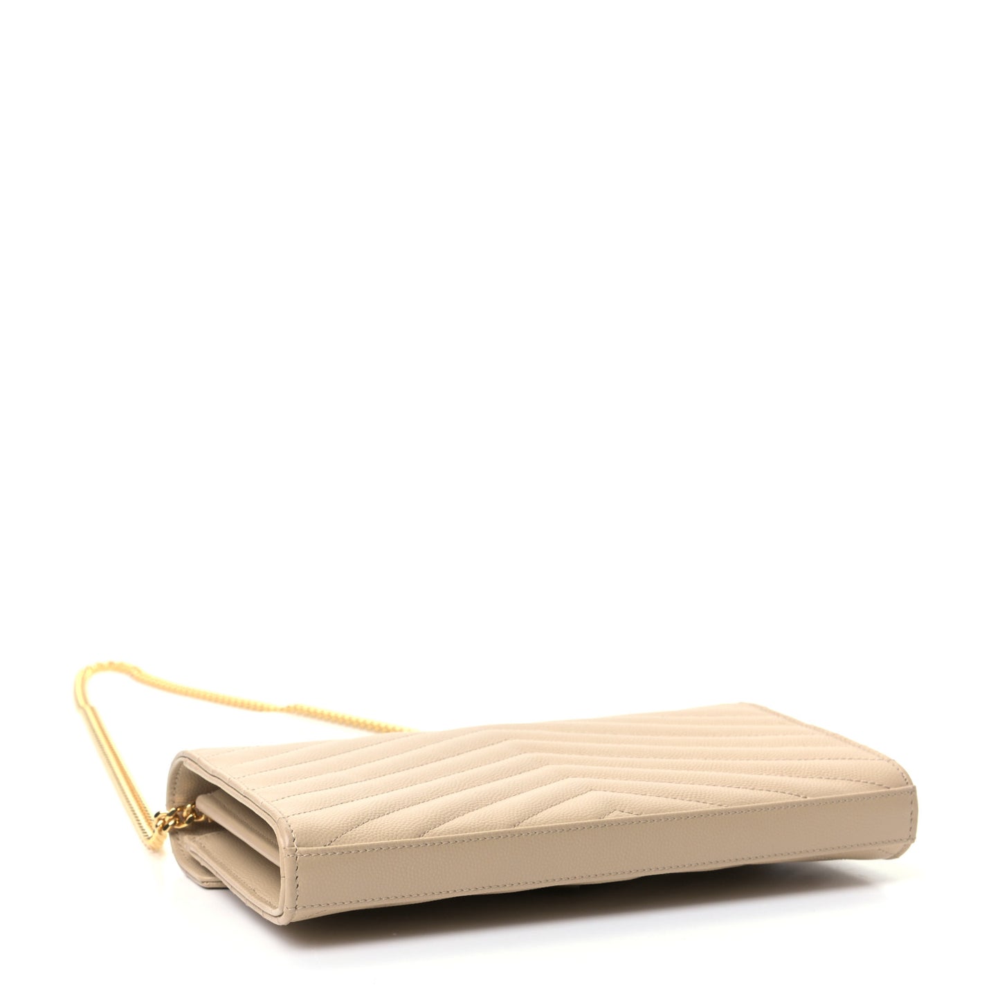 Grain De Poudre Matelasse Chevron Monogram Chain Wallet Nude Powder