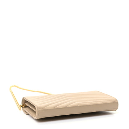Saint Laurent Grain De Poudre Matelasse Chevron Monogram Chain Wallet Nude Powder 4 of 9