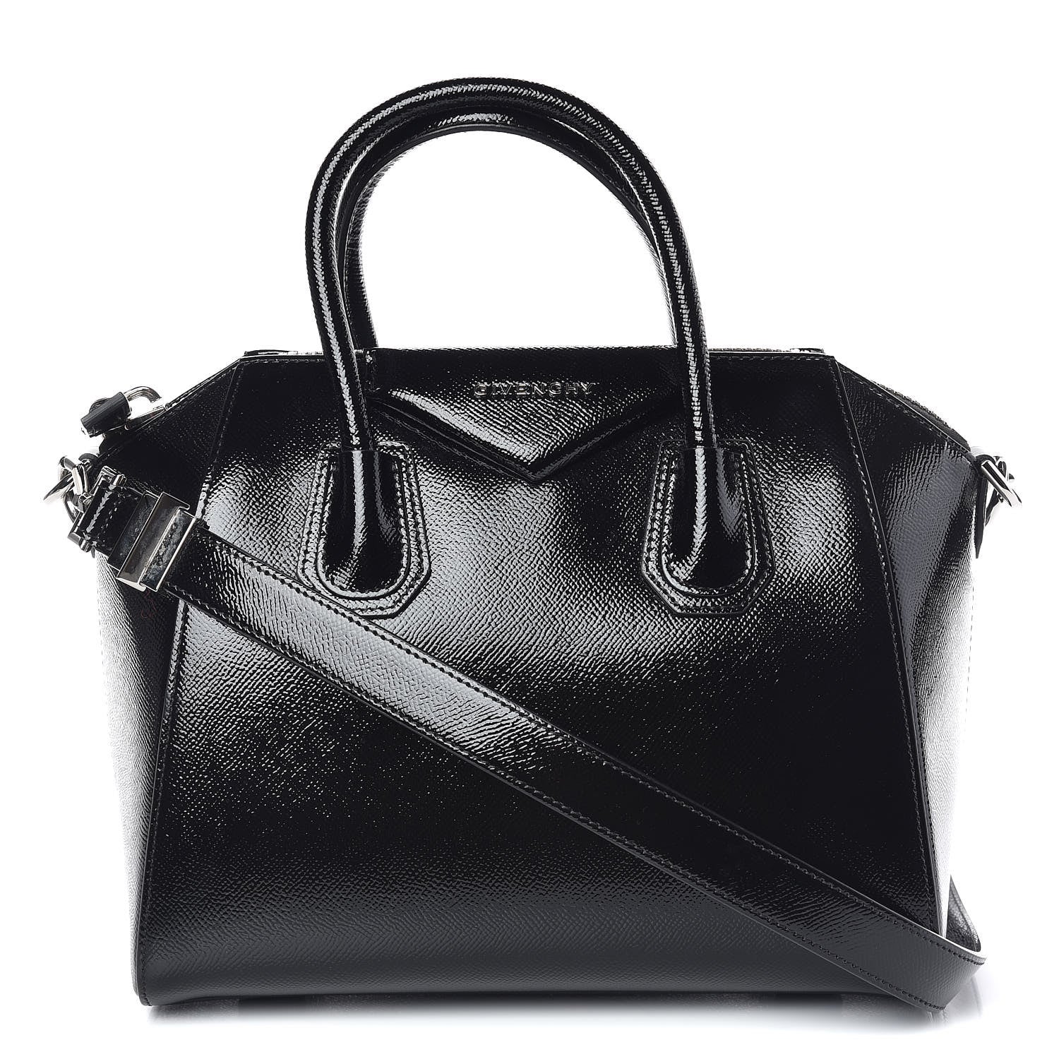 Givenchy Textured Patent Calfskin Small Antigona Black 1 of 9