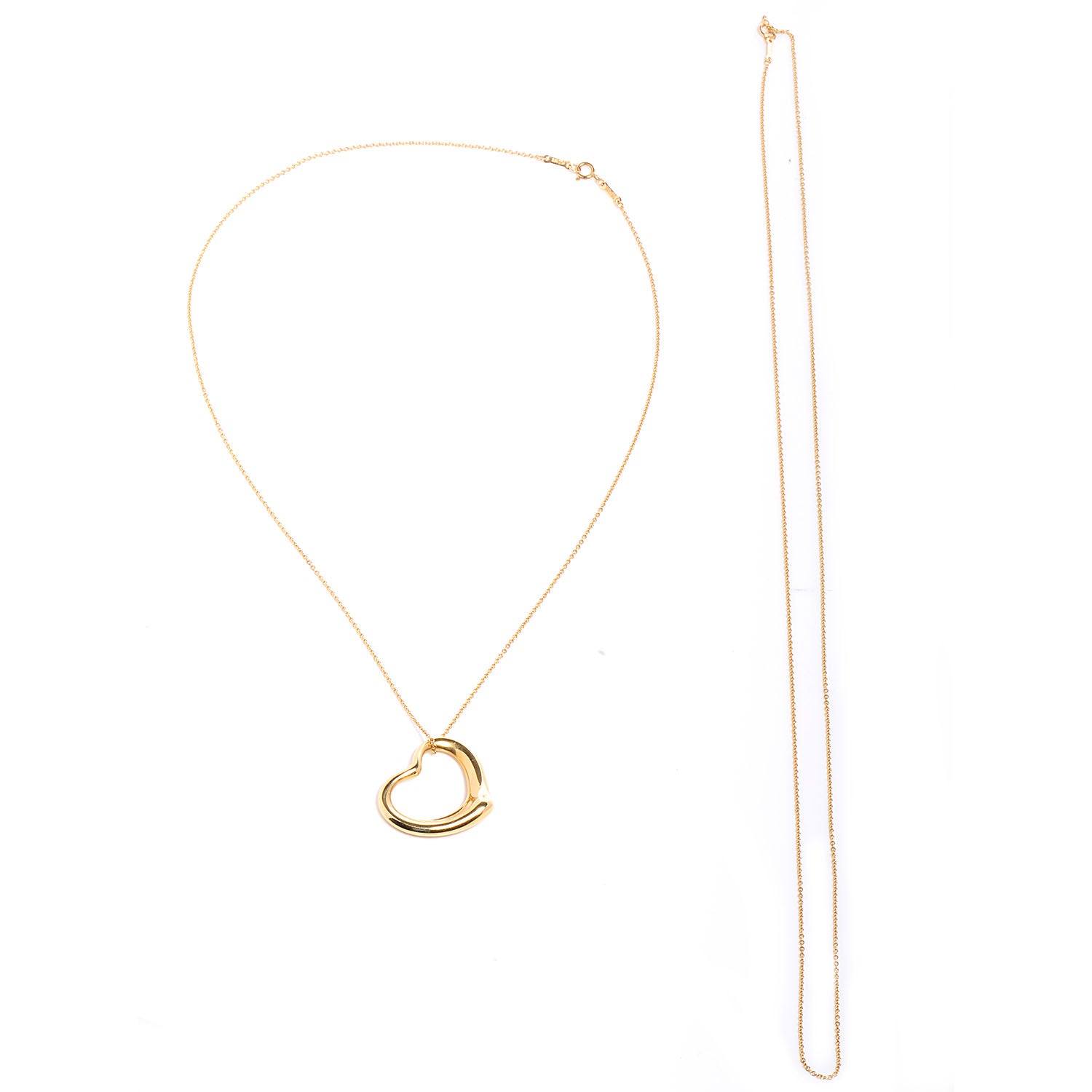 Tiffany Elsa Peretti Small 18K Yellow Gold Open Heart Pendant Necklace 3 of 6