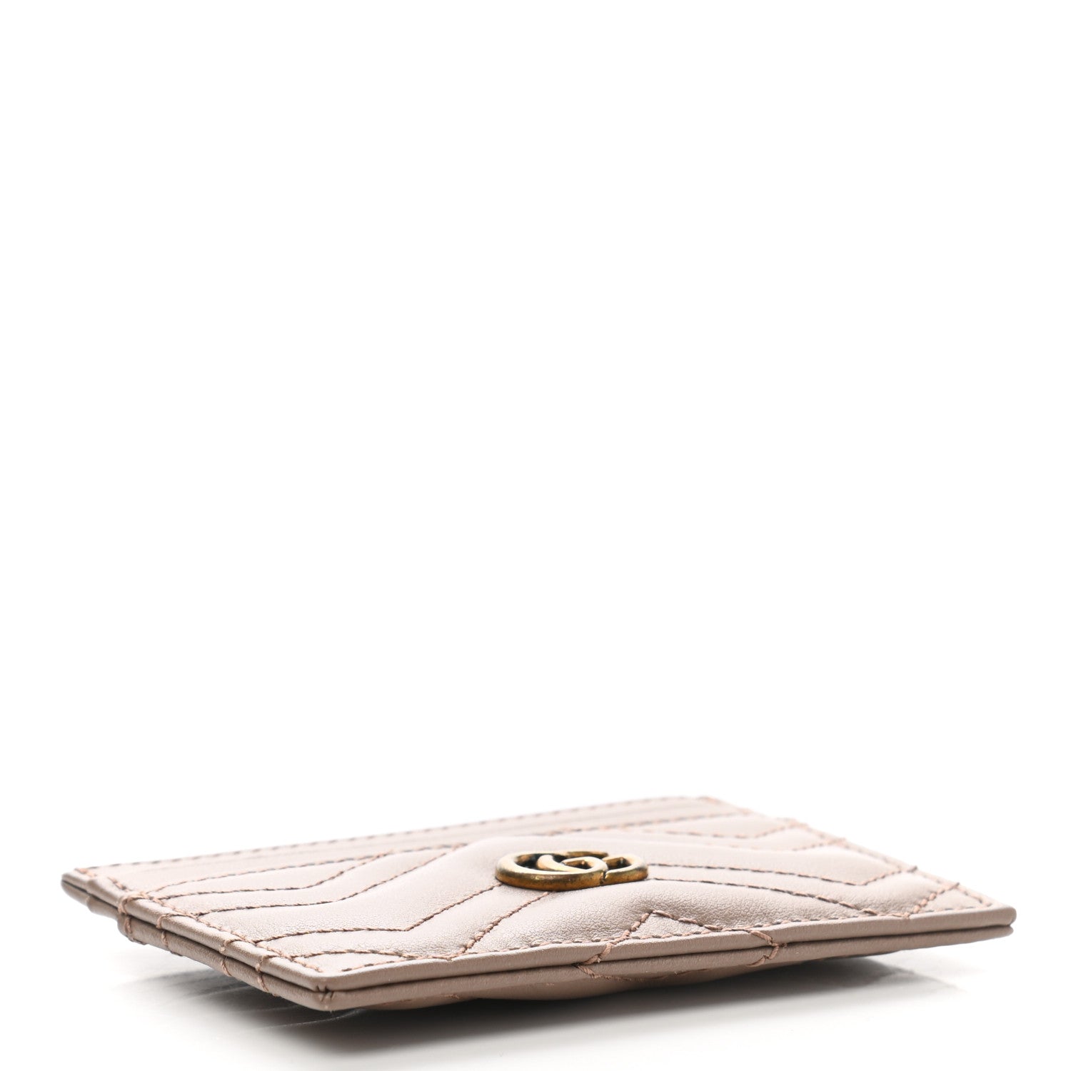 Gucci Calfskin Matelasse GG Marmont Card Holder Porcelain Rose 4 of 7