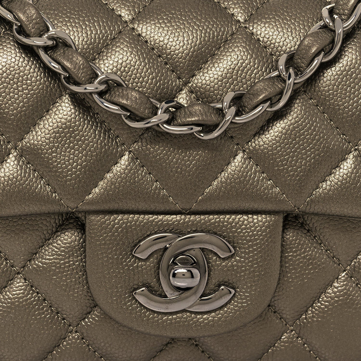 Chanel Iridescent Caviar Quilted Mini Rectangular Flap Bronze 7 of 12