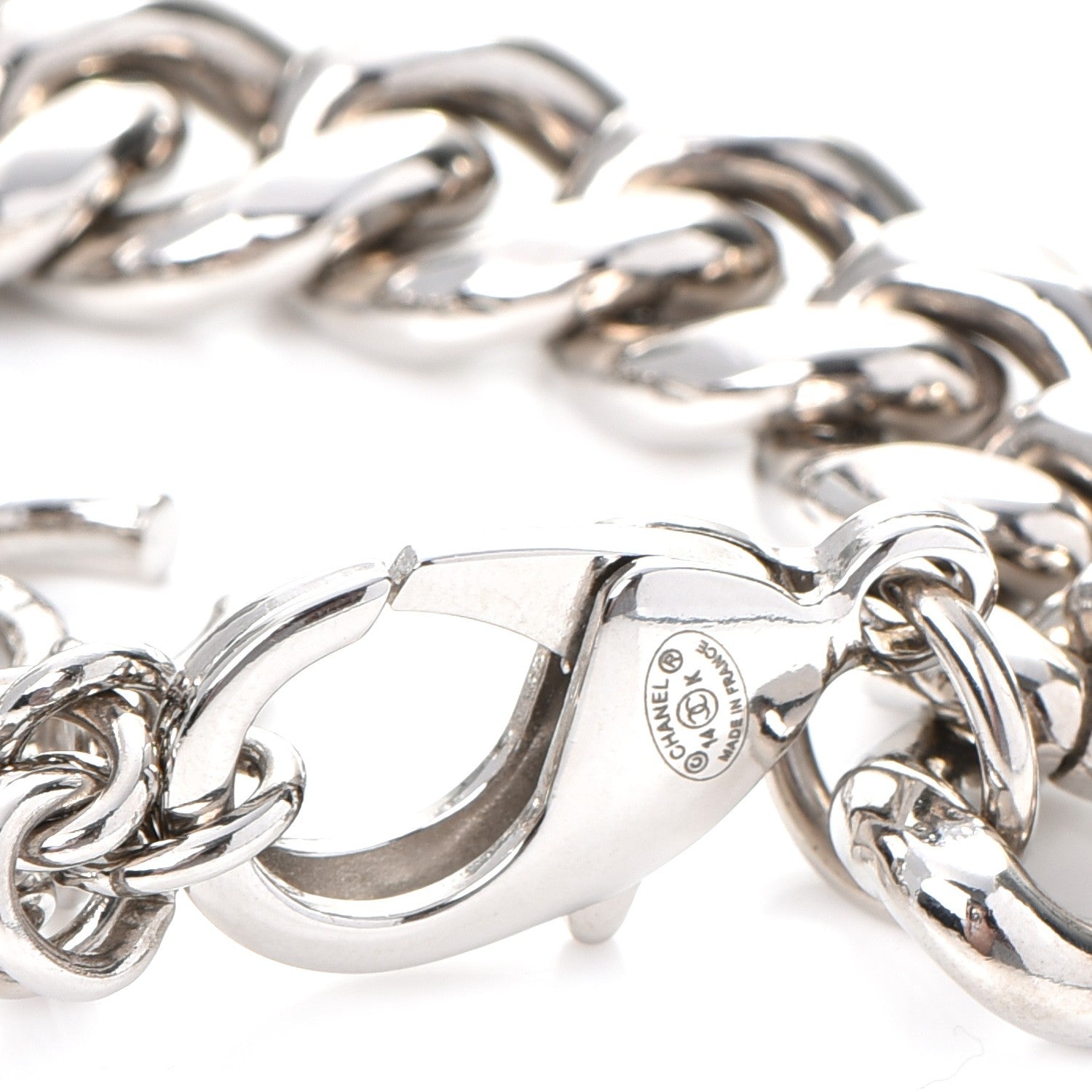 Chanel Plexiglass Pearl CC Padlock Bracelet Silver 6 of 7