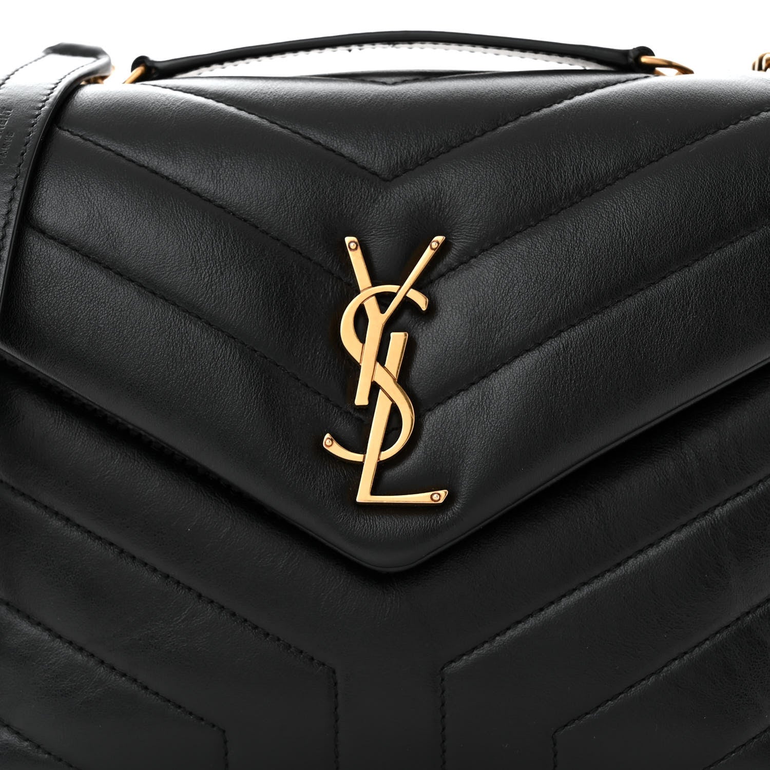 Saint Laurent Calfskin Y Quilted Monogram Small Loulou Chain Satchel Black 8 of 11