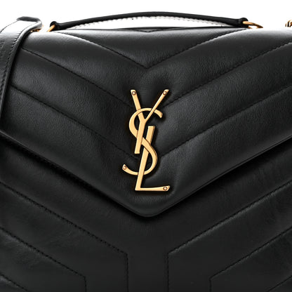 Saint Laurent Calfskin Y Quilted Monogram Small Loulou Chain Satchel Black 8 of 11