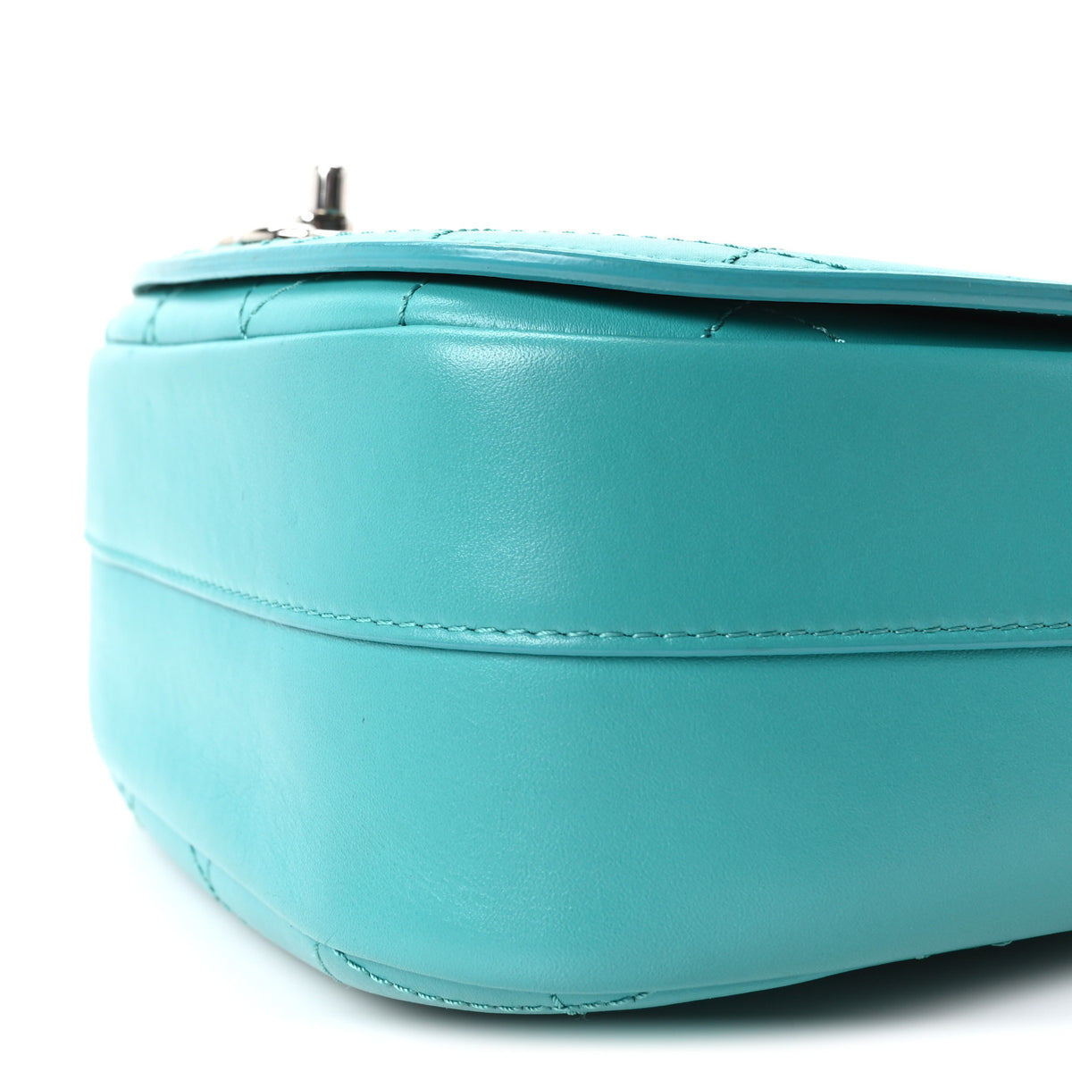 Calfskin Stitched Small Ring My Bag Flap Crossbody Turquoise