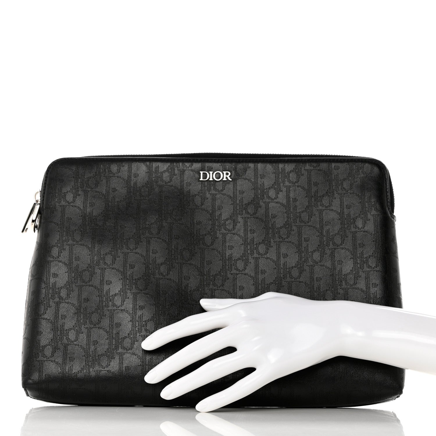 Christian Dior Calfskin Perforated Oblique Galaxy Pouch Black 2 of 10