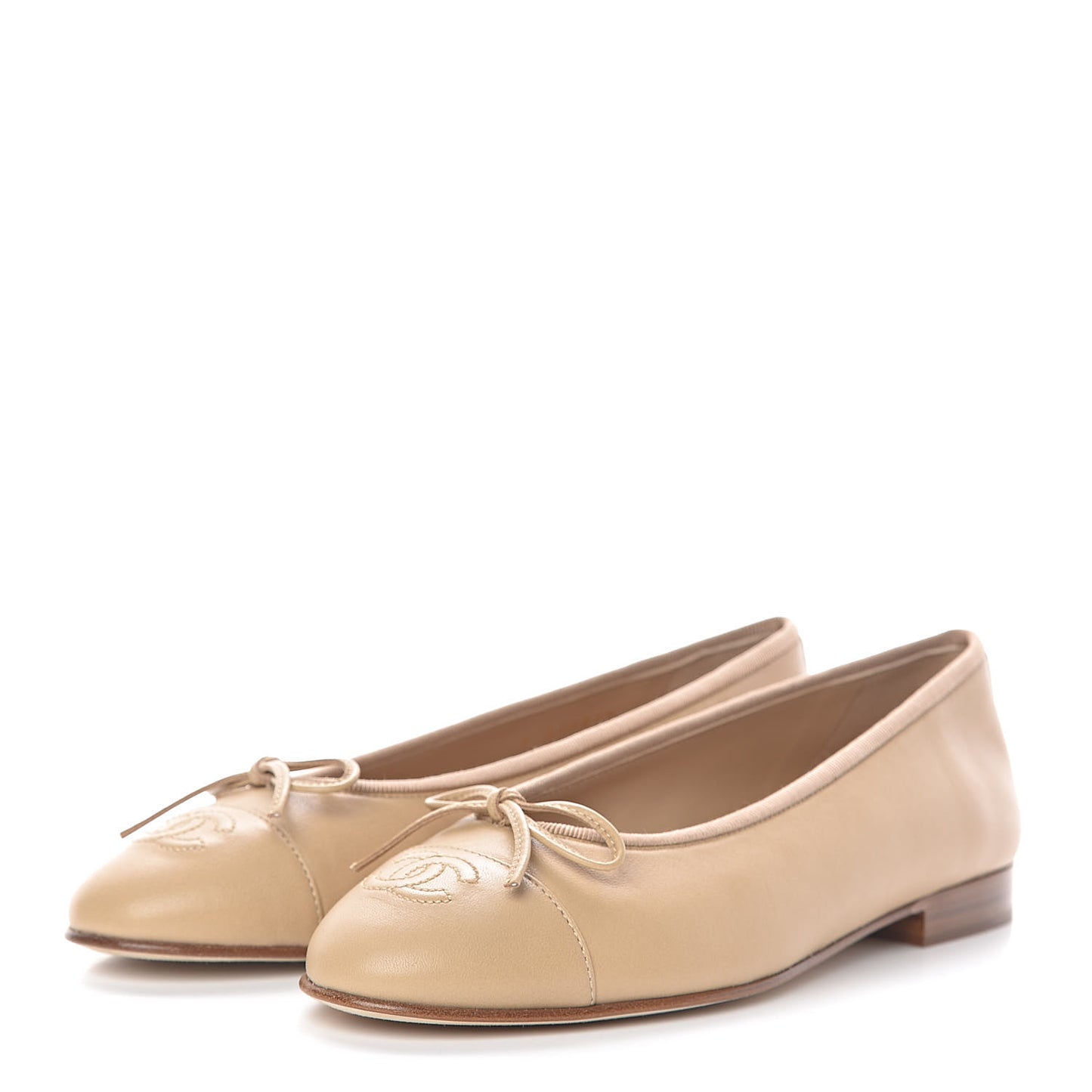 Lambskin Cap Toe CC Ballerina Flats 36.5 Beige