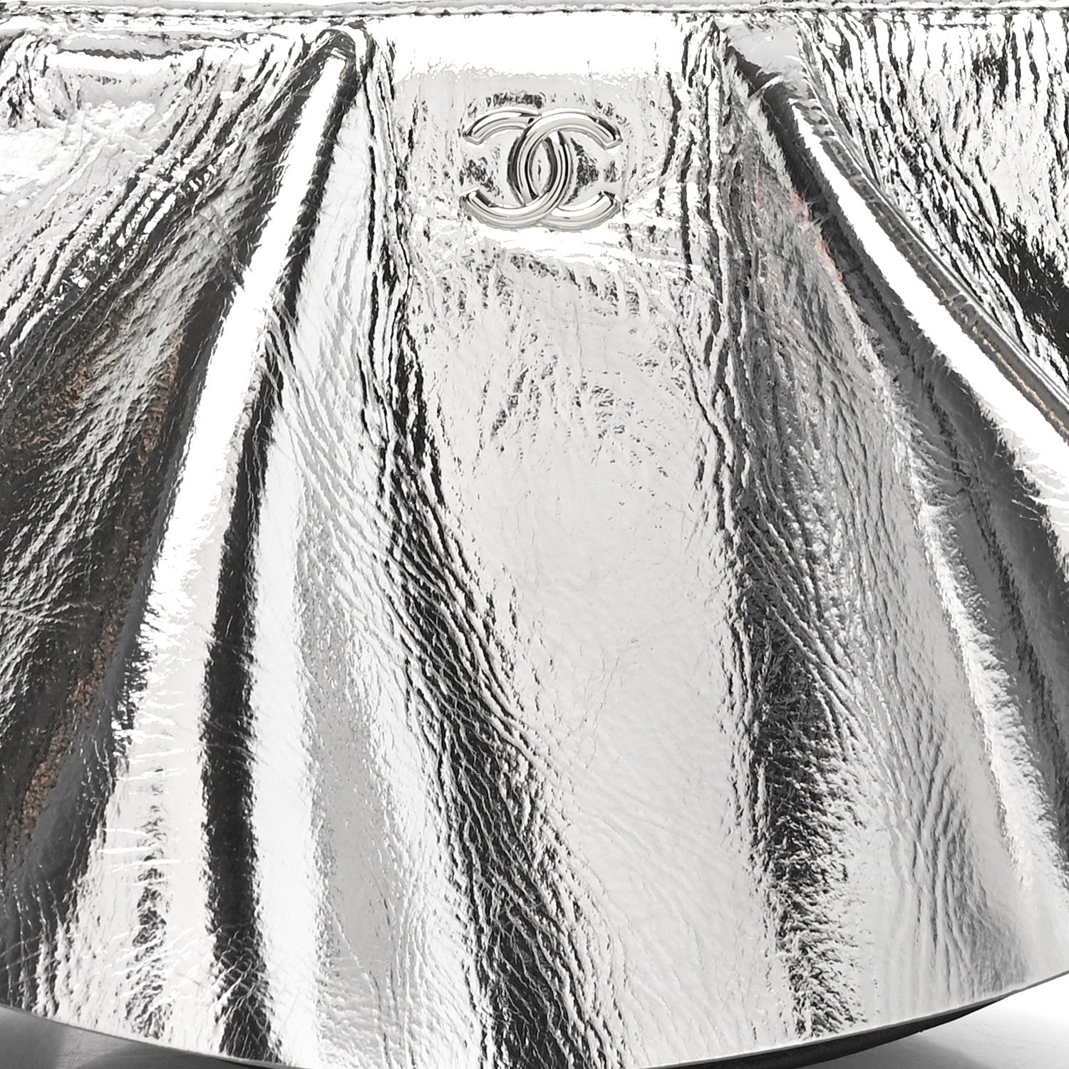 Chanel Metallic Lambskin Wave Clutch Black Silver 8 of 10