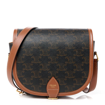Celine Triomphe Canvas Medium Folco Bag Tan 1 of 11