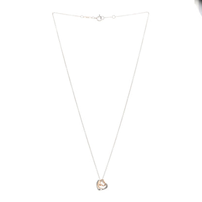 Tiffany Sterling Silver 18K Rose Gold Elsa Peretti Extra Mini Double Open Heart Pendant Necklace 3 of 4