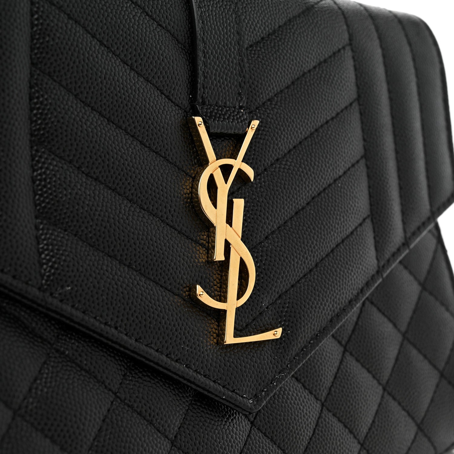 Saint Laurent Grain De Poudre Textured Mixed Matelasse Triquilt Monogram Clutch Black 8 of 9