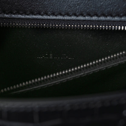 Balenciaga Shiny Calfskin Monochrome Crocodile Embossed Small Hourglass Top Handle Bag Black 8 of 9