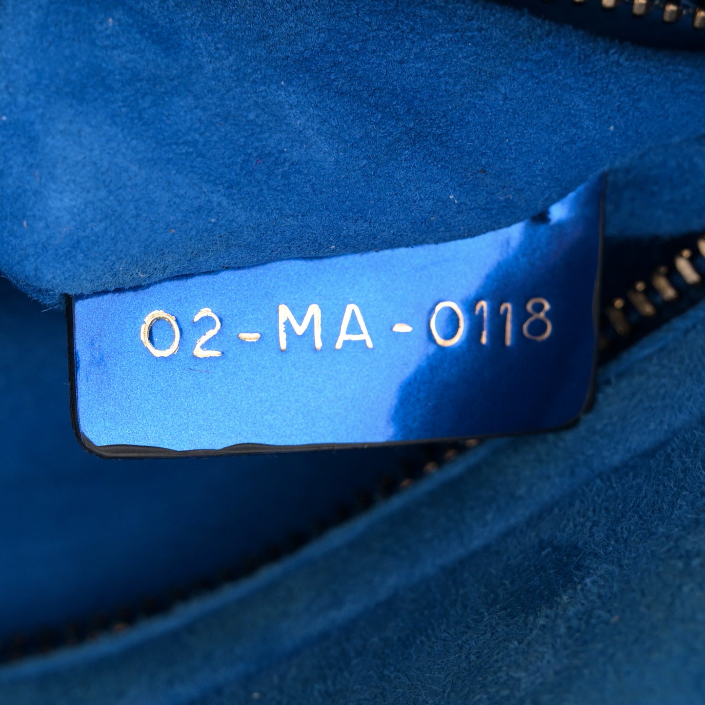 Metallic Glazed Calfskin Mini Lady Dior Blue