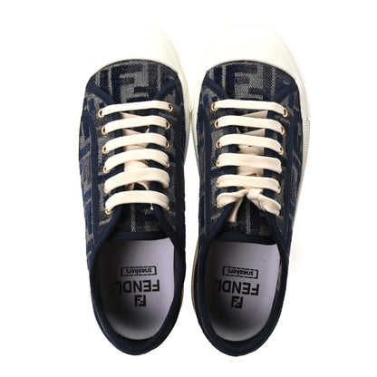 Fendi Fabric Jacquard FF Womens Domino Low Top Sneakers 38.5 Tobacco 2 of 10