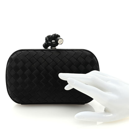 Bottega Veneta Satin Intrecciato Impero Stretch Knot Clutch Black 2 of 9
