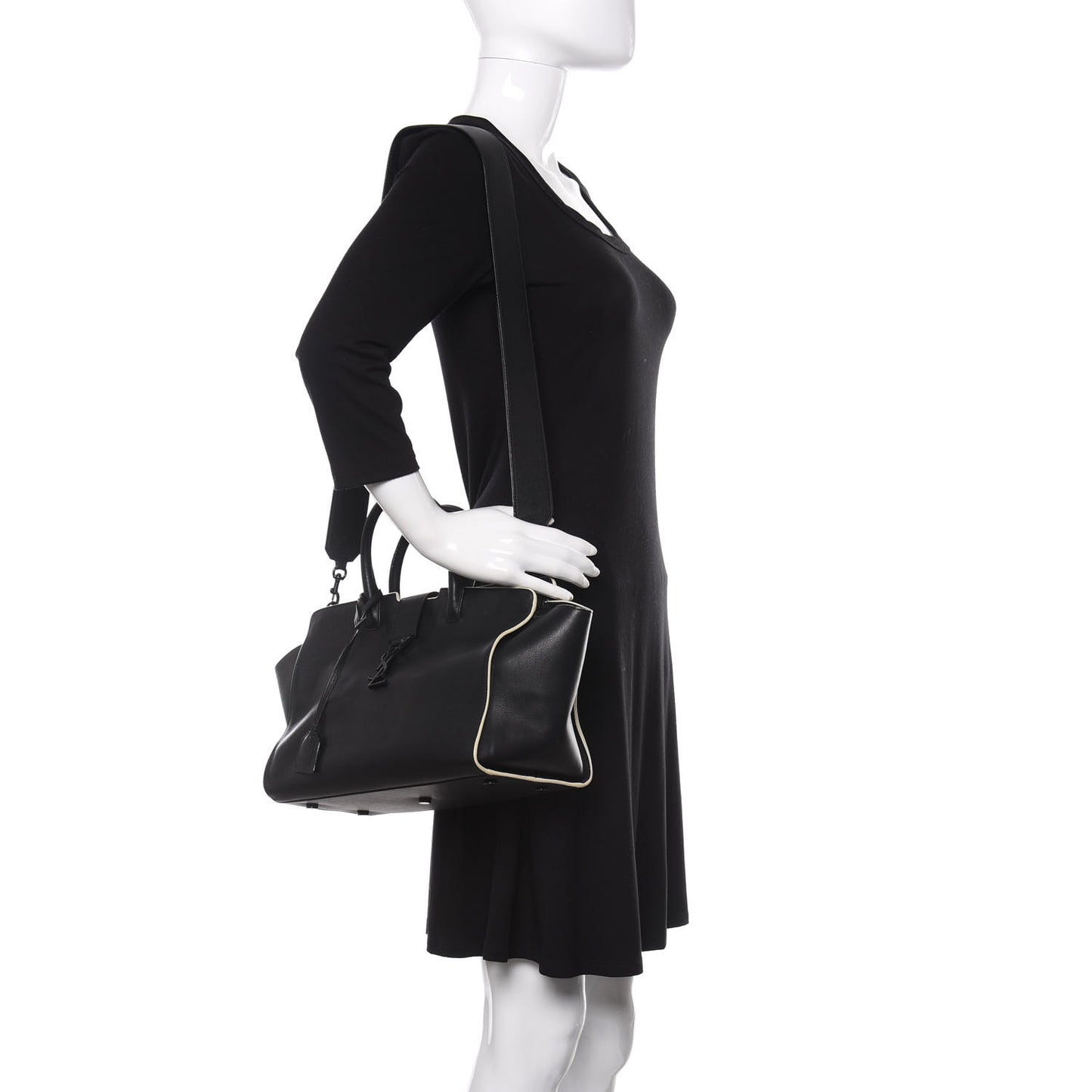 Calfskin Small Monogram Downtown Cabas Black White