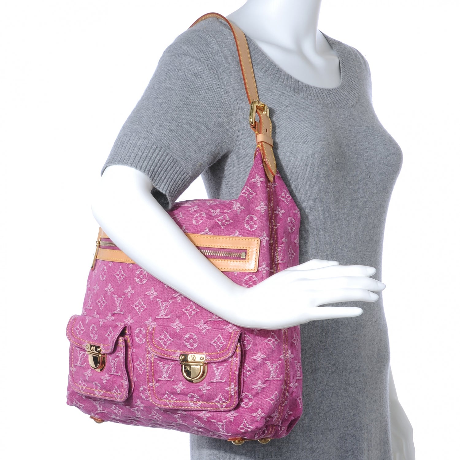 Louis Vuitton Denim Baggy GM Fuchsia 2 of 7