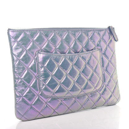 Chanel Iridescent Crumpled Lambskin Medium Cosmetic Case Light Blue 3 of 8