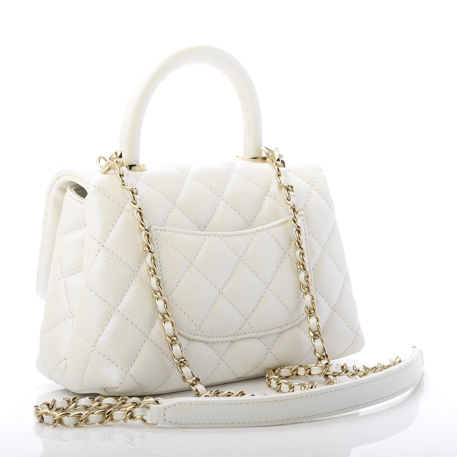 Chanel Iridescent Caviar Quilted Extra Mini Coco Handle Flap Ivory 3 of 11