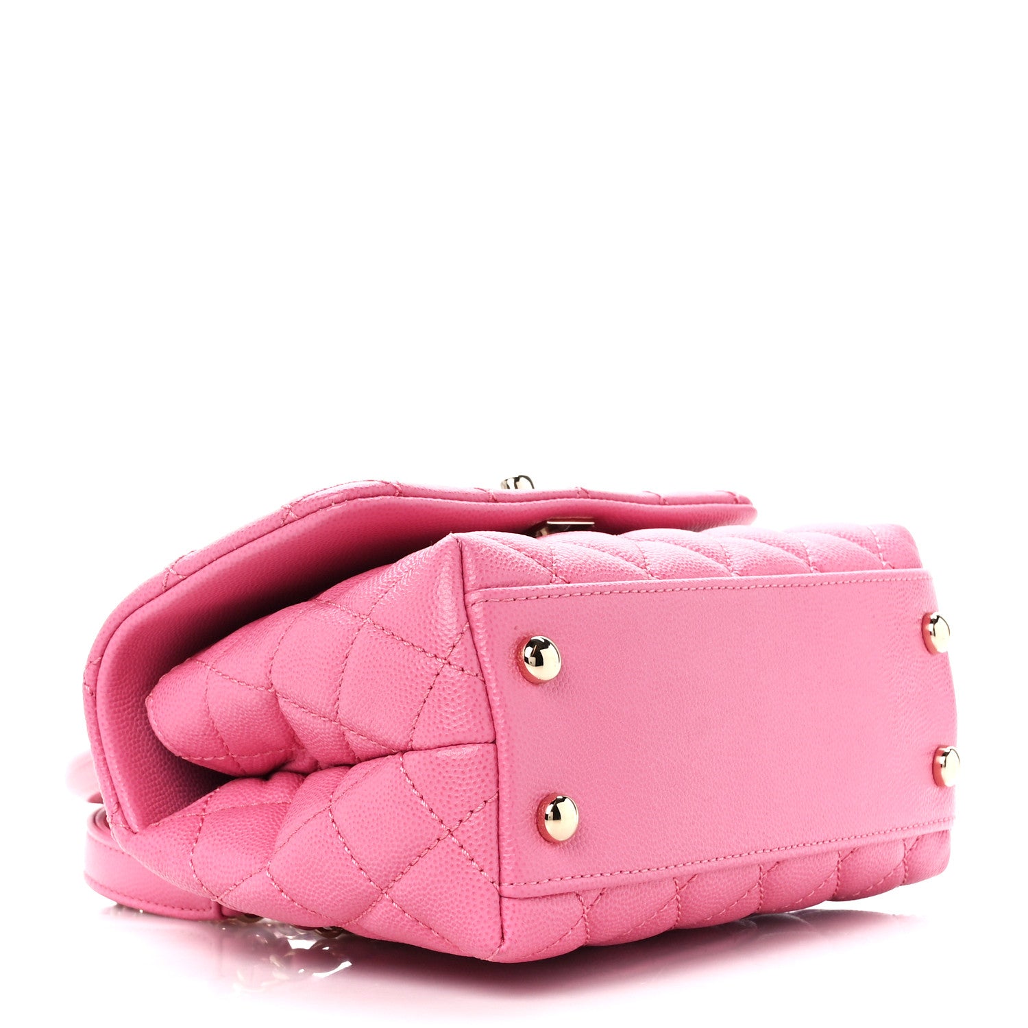 Chanel Caviar Quilted Lizard Embossed Extra Mini Coco Handle Flap Pink 4 of 11