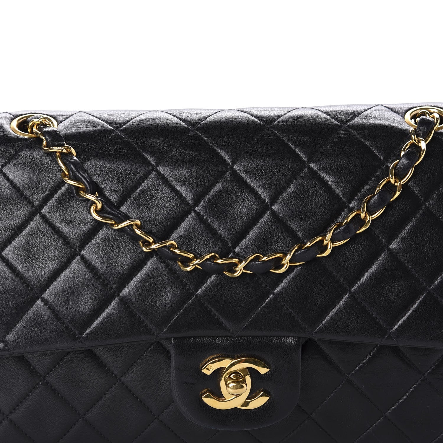 Chanel Lambskin Quilted Medium Double Flap Black 11 of 11