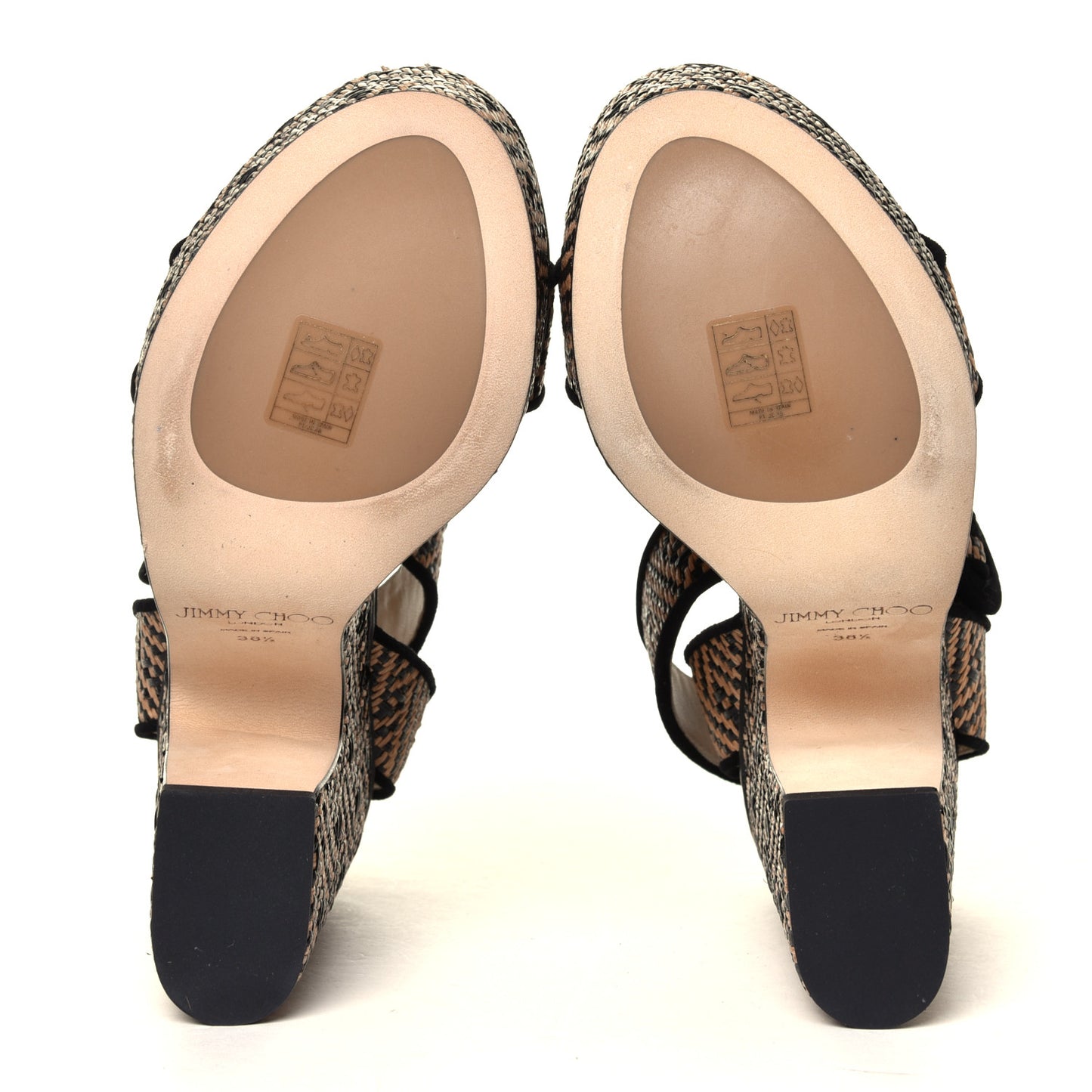 Woven Raffia Aimee 125 Platform Sandals 38.5 Black