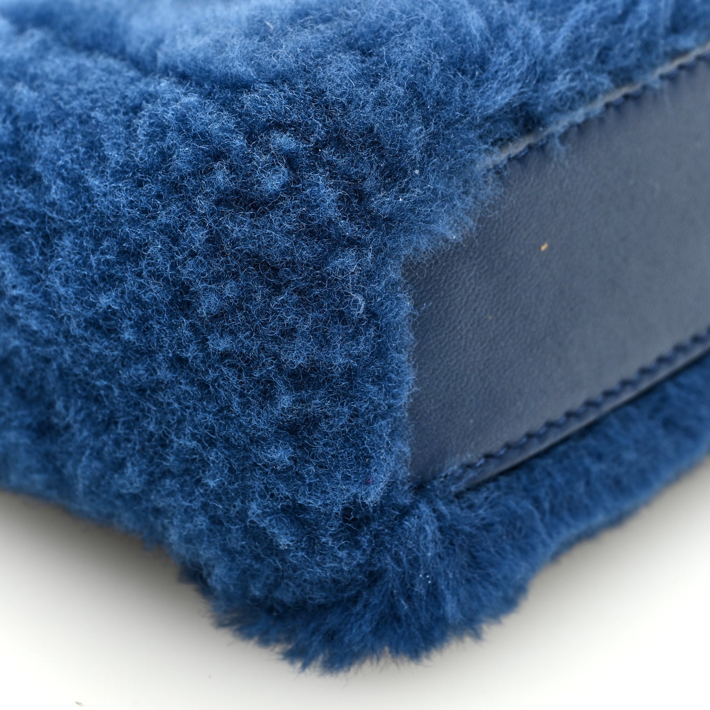 Shearling Shiny Nappa Micro Peekaboo Iconic Satchel Blue