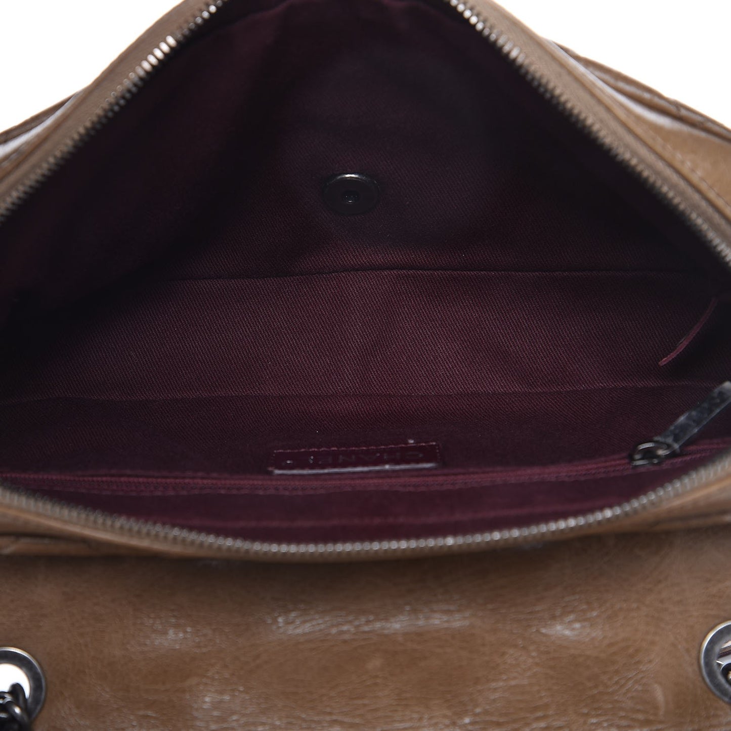 Glazed Calfskin Medium Duo Flap Brown