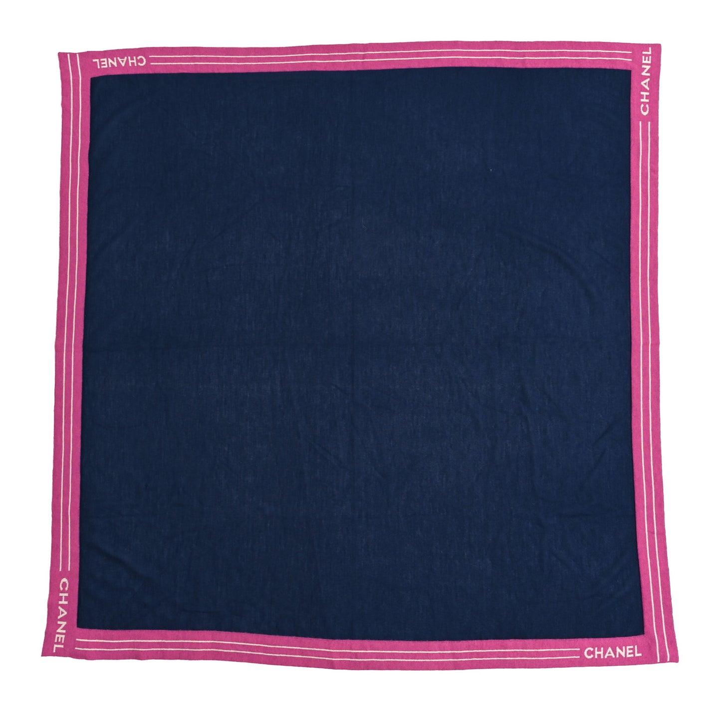 Cashmere Silk Cotton Knit CC Scarf Blue Pink White