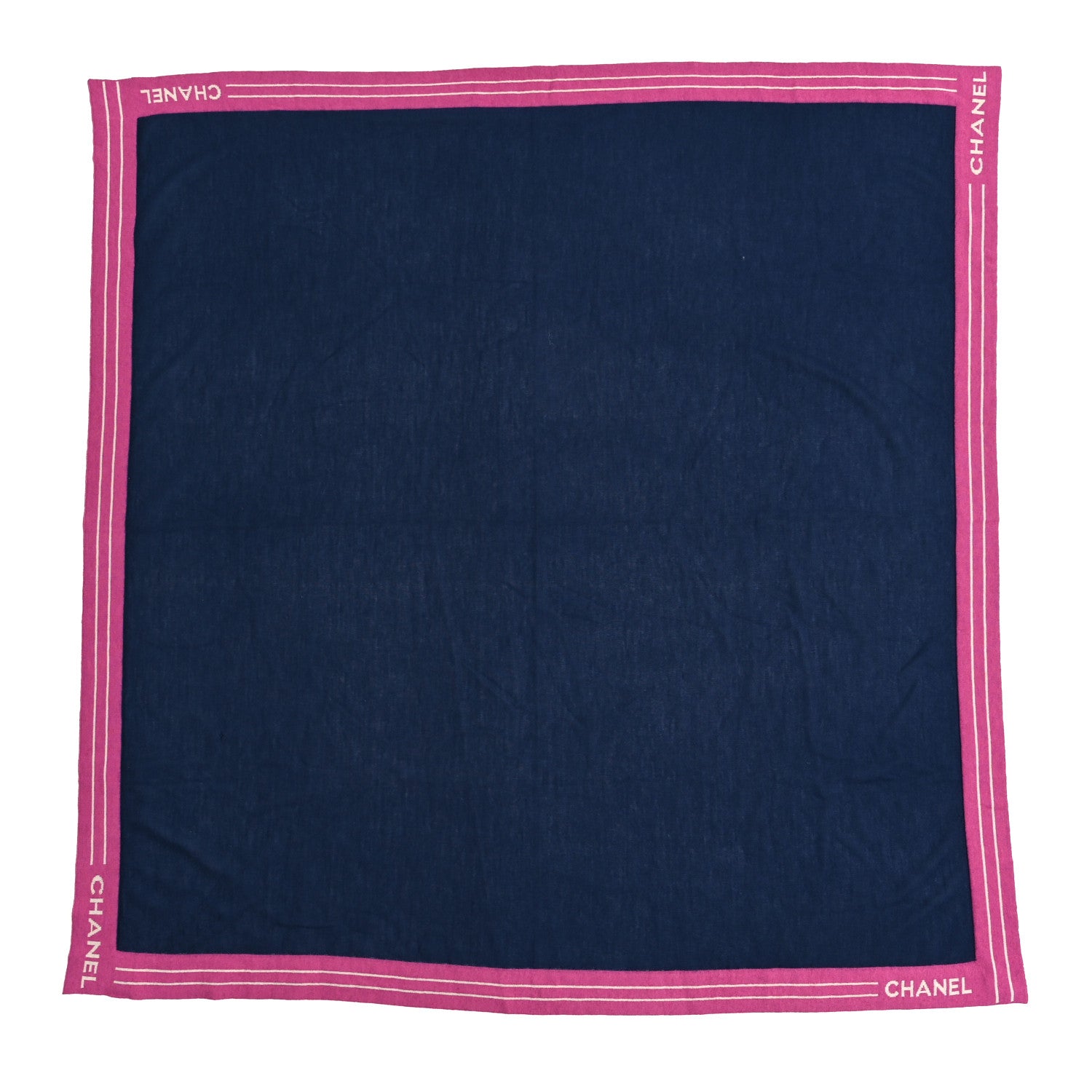 Chanel Cashmere Silk Cotton Knit CC Scarf Blue Pink White 1 of 3